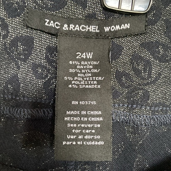 Zac & Rachel pant navy rose sparkle the ultimate fit pant 24W - Picture 16 of 16
